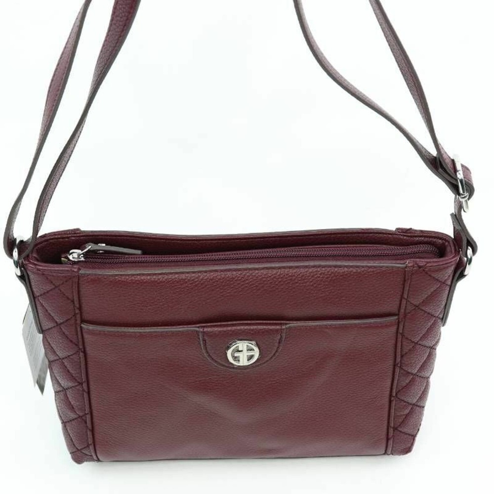 Giani Bernini Crossbody‎ Bag Women One Size Wine New Quilted Pebbled Leather